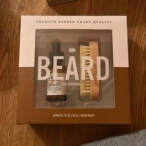 Beard oil and brush
